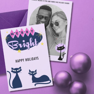 Retro vrolijk en fel kerstfoto feestdagenkaart