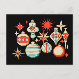 Retro vrolijk en helder modern kerst ornament feestdagenkaart