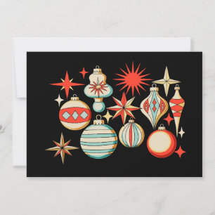 Retro vrolijk en helder modern kerst ornament kaart