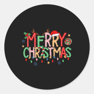 Retro Vrolijk Kerstfeest 2024 Familie Matching Xma Ronde Sticker
