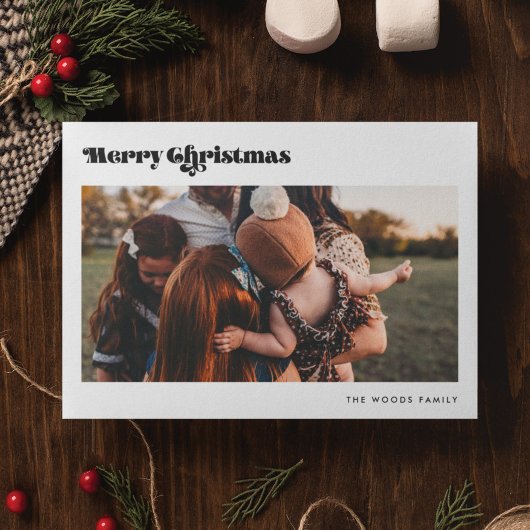 Retro  Vrolijk Kerstfeest 2 Foto Feestdagenkaart