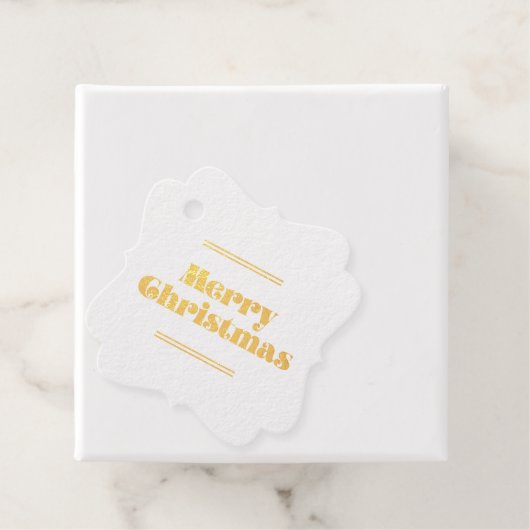 retro Vrolijk Kerstfeest echte gouden folie Bedankjes Labels (Met doos)