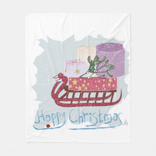 Retro. Vrolijk kerstfeest! Fleece Deken (Voorkant)