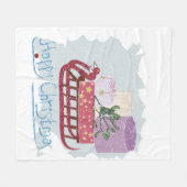 Retro. Vrolijk kerstfeest! Fleece Deken (Voorkant (Horizontaal))