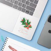 Retro  Vrolijk Kerstfeest Holly Bow Naam Sticker (Laptop met iPhone)