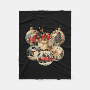Retro Vrolijk Kerstfeest Kerstman Notenkraker Rood Fleece Deken