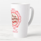 retro Vrolijk kerstfeest Latte Mok (Rechterhoek)