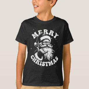 Retro Vrolijk Kerstfeest Santa Shaka Hawaiian Surf T-shirt