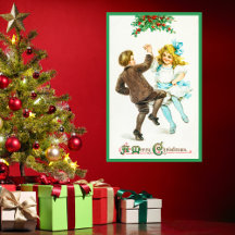  Retro Vrolijk Kerstfeest Schattige Kind Green Hol