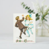  Retro Vrolijk Kerstfeest Schattigee Kinder Dans Briefkaart (Staand voorkant)