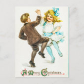  Retro Vrolijk Kerstfeest Schattigee Kinder Dans Briefkaart (Voorkant)