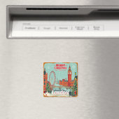  retro vrolijk kerstfeest uit Londen Magneet (Insitu (Vaatwasser))