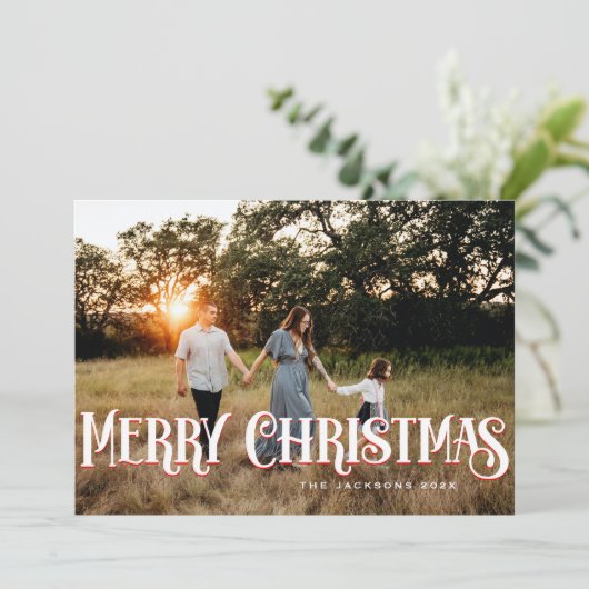 retro vrolijk kerstontwerp feestdagenkaart (Staand voorkant)