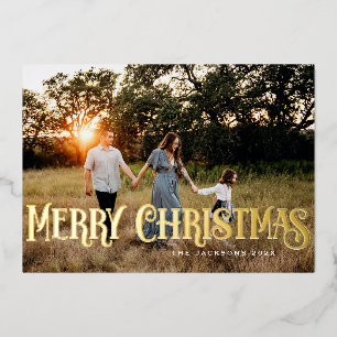  retro vrolijk kerstontwerp folie feestdagenkaart