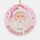 Retro Vrolijk & Roze Waterverf Sinterklaas Keramisch Ornament (Voorkant)