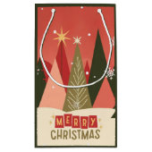 Retro/ Vrolijke Kerstboom Klein Cadeauzakje (Achterkant)