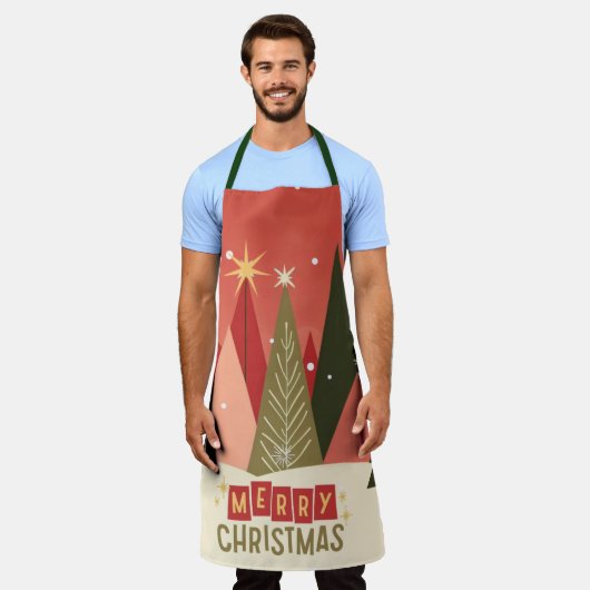 Retro/ Vrolijke Kerstboom Schort (Gedragen)