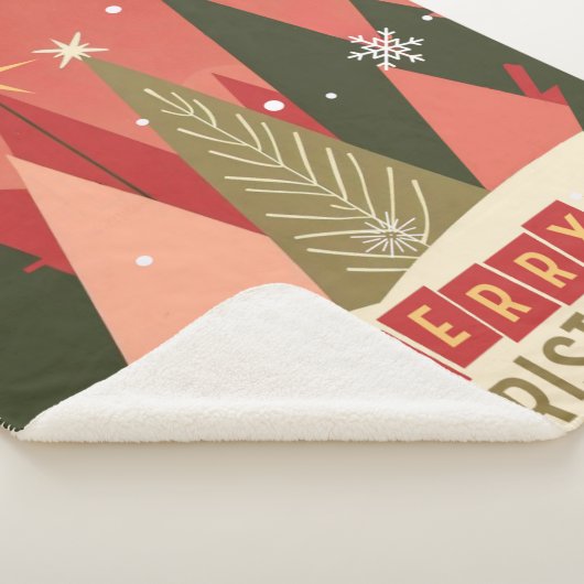 Retro/ Vrolijke Kerstboom Sherpa Deken (3/4)