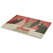 Retro/ Vrolijke Kerstboom Snijplank (Hoek)