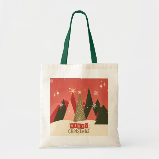 Retro/ Vrolijke Kerstboom Tote Bag (Voorkant)