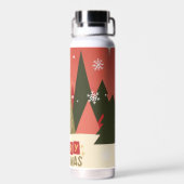 Retro/ Vrolijke Kerstboom Waterfles (Achterkant)