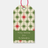 Retro vrolijke kerststerren uit de middeleeuwen cadeaulabel (Voorkant)