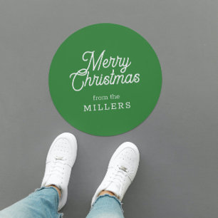RETRO VROLIJKE KERSTTYPOGRAFIE OP GROEN RONDE STICKER