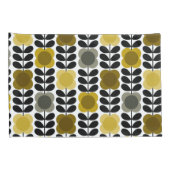 Retro Vrolijke Vlek Bloemen Stem, Geel Grijs Kussensloop (Achterkant-Rechts)