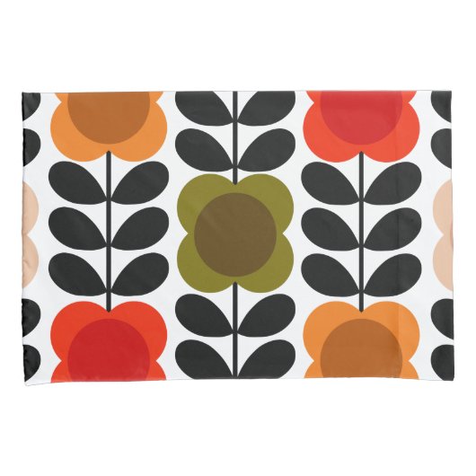 Retro Vrolijke Vlek Bloemen Stem, Tomaat Roze Kussensloop (Voorkant-Rechts)