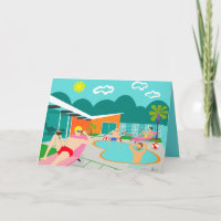 Retro Vrolijke Wenskaart van de Partij van de Pool