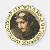 Retro Vrouw Aviator Magneet (Voorkant)