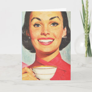 RETRO VROUW BIRTHDAY ESPRESSO COFFEE CARDS KAART