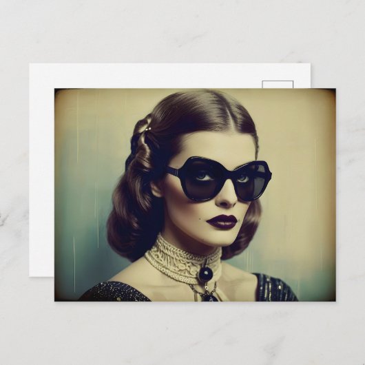  retro vrouw briefkaart (Voorkant / Achterkant)