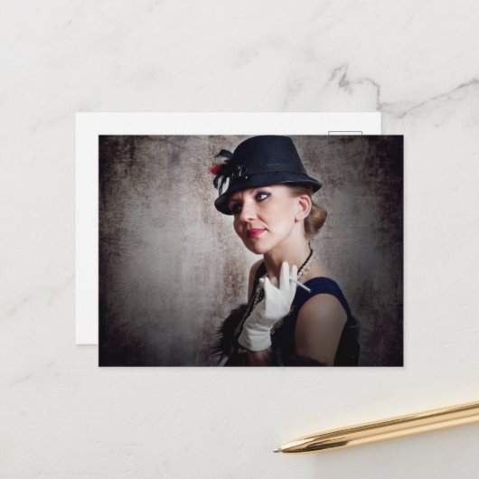  retro vrouw briefkaart (Voorkant / Achterkant in situ)