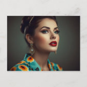  retro vrouw briefkaart (Voorkant)