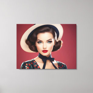 retro vrouw canvas afdruk