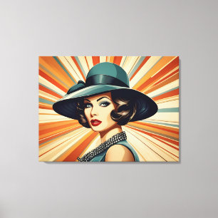 retro vrouw canvas afdruk