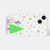 Retro Vrouw Decoreren Kerstboom Case-Mate iPhone Case (Achterkant (horizontaal))