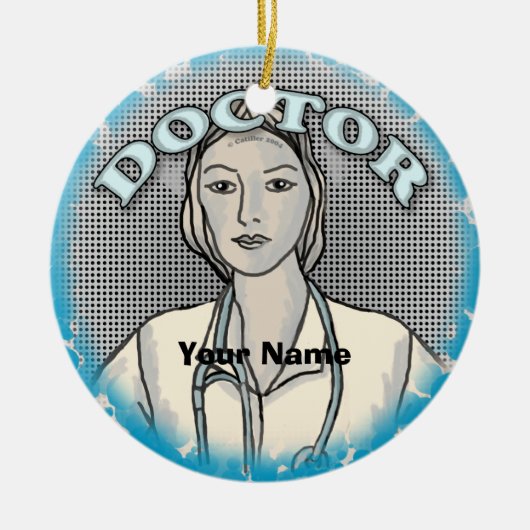 Retro vrouw dokter keramisch ornament (Voorkant)