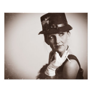 retro vrouw foto afdruk