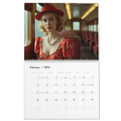 retro vrouw in de trein kalender (Feb 2026)