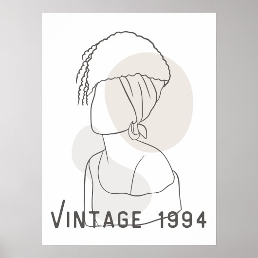 Retro vrouw lijn art poster (Voorkant)