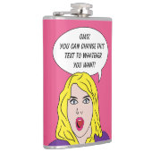 RETRO VROUW met JOUW TEKST maatkolf Heupfles (Rechts)