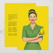 Retro vrouw met peer kaart (Voorkant / Achterkant)