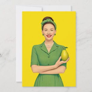Retro vrouw met peer kaart