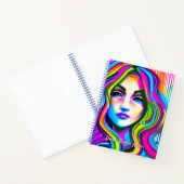 Retro Vrouw met Rainbow Hair Journal Notitieboek (Binnen)