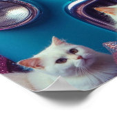 Retro vrouw met witte katten poster (Hoek)