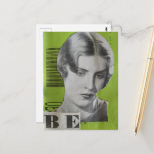 Retro Vrouw Mixed Media Collage Briefkaart
