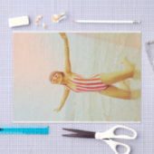 Retro Vrouw op het strand  Foto Decoupage Tissuepapier (Craft)