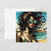 Retro Vrouw op Strand Comic Style Pop Art (Voorkant / Achterkant)